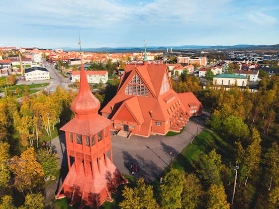 photo of aerial view of Kiruna Church in Kiruna, Sweden.