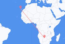 Vluchten van Maun, Botswana naar Santa Cruz de La Palma, Spanje