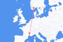 Flyg från Kristiansand, Norge till Nimes, Frankrike