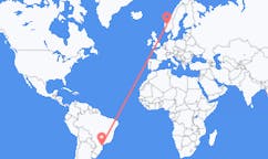브라질 쿠리티바에서 출발해 노르웨이 송달에게(으)로 가는 항공편