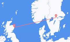 Vluchten van Aberdeen, Schotland naar Oerebro, Zweden