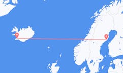 Fly fra byen Reykjavik, Island til byen Umeå, Sverige