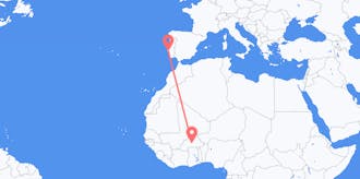 Flyreiser fra Burkina Faso til Portugal