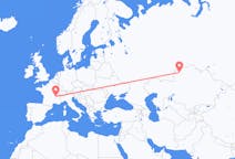 Flyreiser fra Kostanaj, Kasakhstan til Lyon, Frankrike