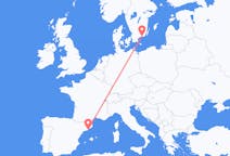Voli da Ronneby, Svezia a Barcellona, Spagna