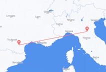 Flyreiser fra Carcassonne, Frankrike til Bologna, Italia