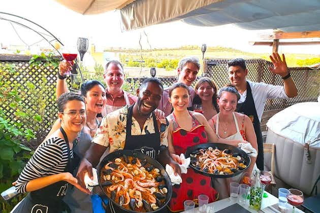 Seafood paella cooking classes a private rooftop In Madrid