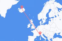 Vluchten van Genua, Italië naar Akureyri, IJsland