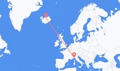 Vols de la ville de Gênes, Italie vers la ville d'Akureyri, Islande