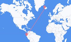 航班从秘鲁皮乌拉市到雷克雅维克市，冰岛塞尔