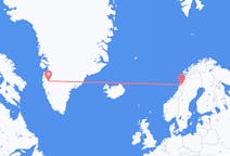 Flyg från Kangerlussuaq, Grönland till Mo i Rana, Norge