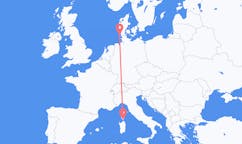 Loty z Figari, Francja do Westerlandu, Niemcy