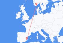Voli da Kristiansand, Norvegia, ad Alicante, Norvegia