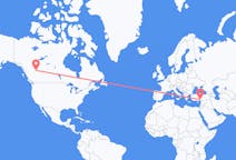 Flyg från Dawson Creek, Kanada till Adana, Turkiet