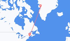 Vluchten van Rockland, Verenigde Staten naar Ilulissat, Groenland