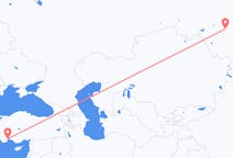 Flyg från Novosibirsk, Ryssland till Antalya, Turkiet