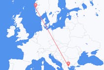 出发地 挪威出发地 卑爾根目的地 希腊塞萨洛尼基的航班