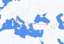 Vluchten van Erzincan, Turkije naar Rome, Italië