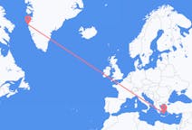 Flyg från Santorini, Grekland till Sisimiut, Grönland