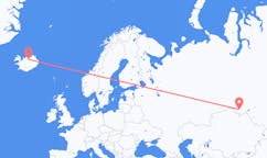Vluchten van de stad Omsk naar de stad Akureyri