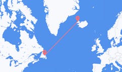Fly fra byen Gander til byen Ísafjörður