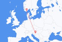 Vluchten van Zagreb, Kroatië naar Kristiansand, Noorwegen