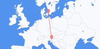 Vluchten van Denemarken naar Slovenië