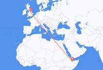 Flyg från Hargeisa, Somalia till Nottingham, England