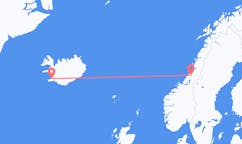 ノルウェーのナムソスから、アイスランドのレイキャビク行きフライト
