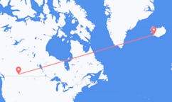 Flyreiser fra byen Lethbridge, Canada til byen Reykjavik, Island