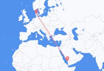 Flights from Jizan, Saudi Arabia to Billund, Denmark
