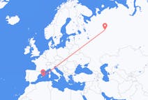Flights from Syktyvkar, Russia to Menorca, Spain