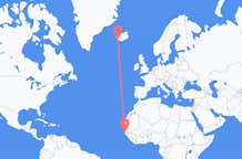 Flyreiser fra Banjul, Gambia til Reykjavík, Island