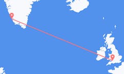 영국 브리스톨에서 출발해 그린란드 파미우트(Paamiut)에게(으)로 가는 항공편