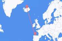 Vluchten van Santiago del Monte, Spanje naar Akureyri, IJsland