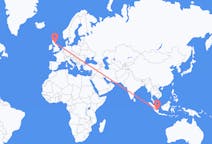 Flyg från Palembang, Indonesien till Edinburgh, Skottland