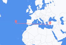 Loty z Antalya, Turcja do Terceira, Portugalia