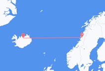 アイスランドのアークレイリから、ノルウェーのモショーエンまでのフライト