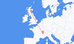 Flyrejser fra Chambéry, Frankrig til Edinburgh, Skotland