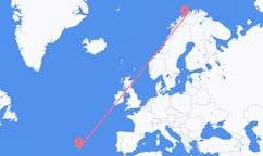 Flyrejser fra Sørkjosen, Norge til Ponta Delgada, Portugal