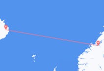 Vluchten van Egilsstaðir, IJsland naar Trondheim, Noorwegen
