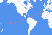 Vluchten van Tahiti, Frans-Polynesië naar La Palma (ort i Mexiko, Guanajuato, Salamanca), Spanje