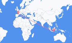 Flyg från Banyuwangi, Indonesien till Lourdes (kommun i Brasilien, São Paulo, lat -20,94, long -50,24), Indonesien