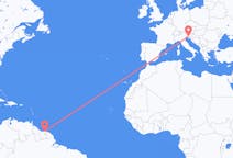Flyreiser fra Paramaribo, Surinam til Trieste, Italia