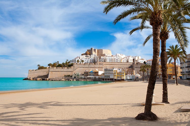 Photo of Peniscola Castle and beach in Castellon Valencian community of spain.