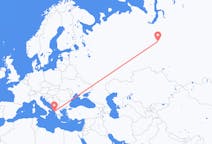 Flights from Kogalym, Russia to Corfu, Greece