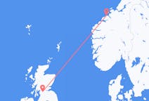 Flug frá Kristiansund, Noregi til Glasgow, Skotlandi