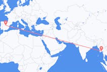Flyg från Rangoon, Myanmar (Burma) till Madrid, Spanien