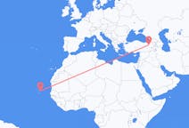 Flyg från Boa Vista (kommun i Brasilien, Roraima, lat 3,19, long -60,61), Kap Verde till Erzurum, Turkiet