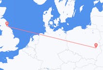 Fly fra Durham, England til Lublin